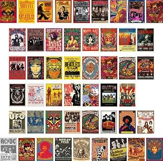 Rock Band poster Album covers Vintage rock poster for room aesthetic 50pcs Retro band wall collage kit for wall decor 70s 80s 90s music Poster Room Decor, punk rock posters collection