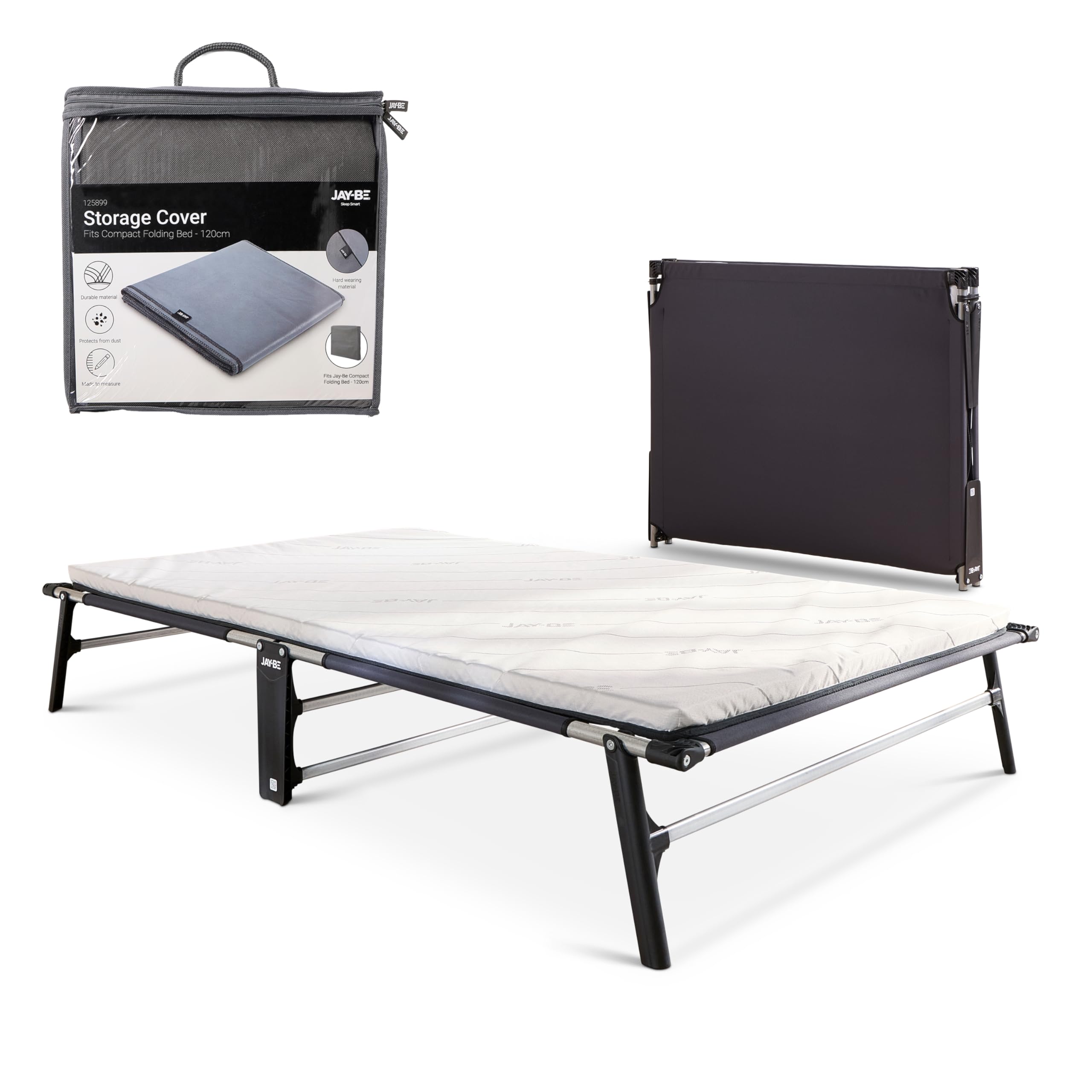 JAY-BE CE120 Compact Folding Bed with Storage Cover and Mattress, Small Double
