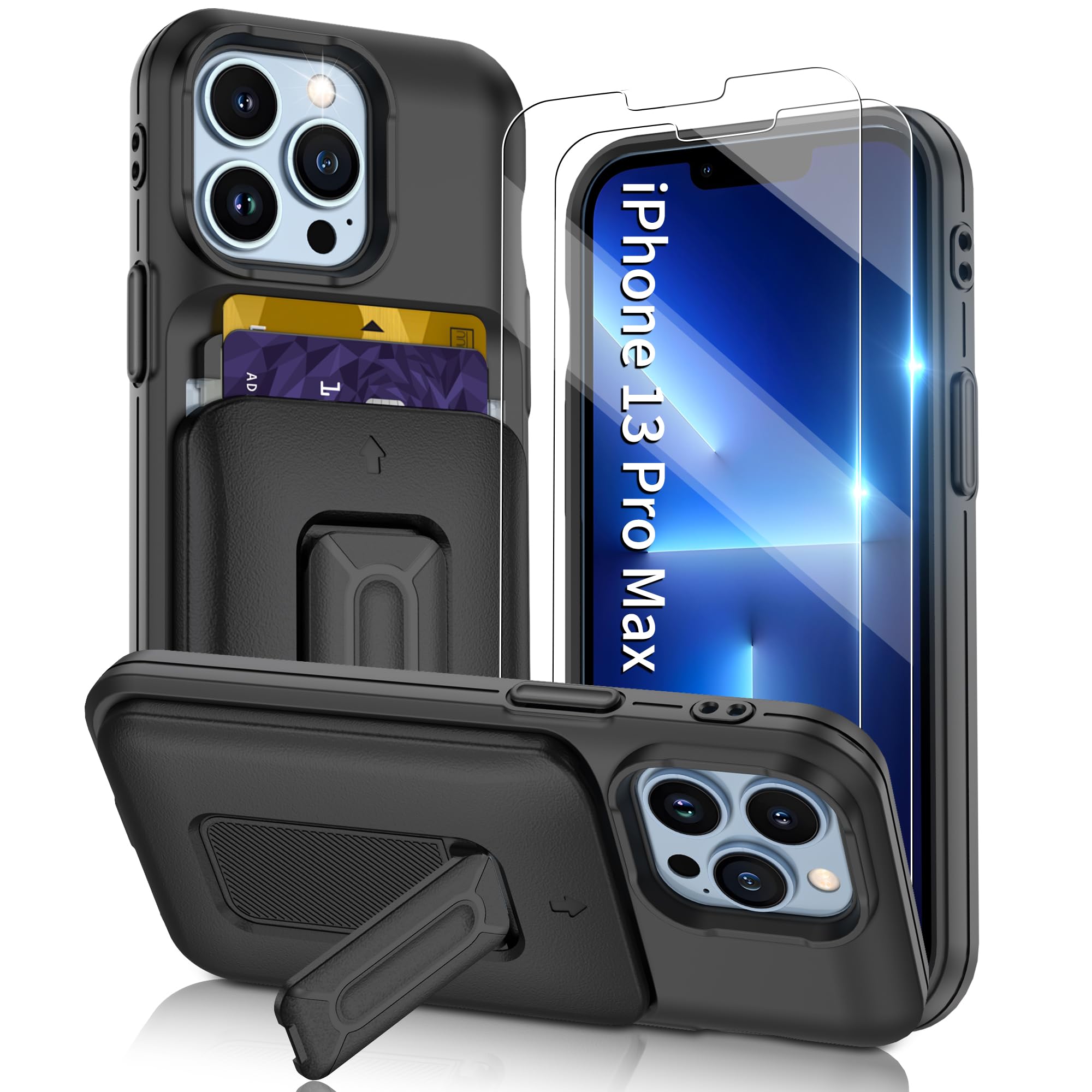 Coque iPhone 15 Pro antichoc porte-carte coulissant et béquille vidéo