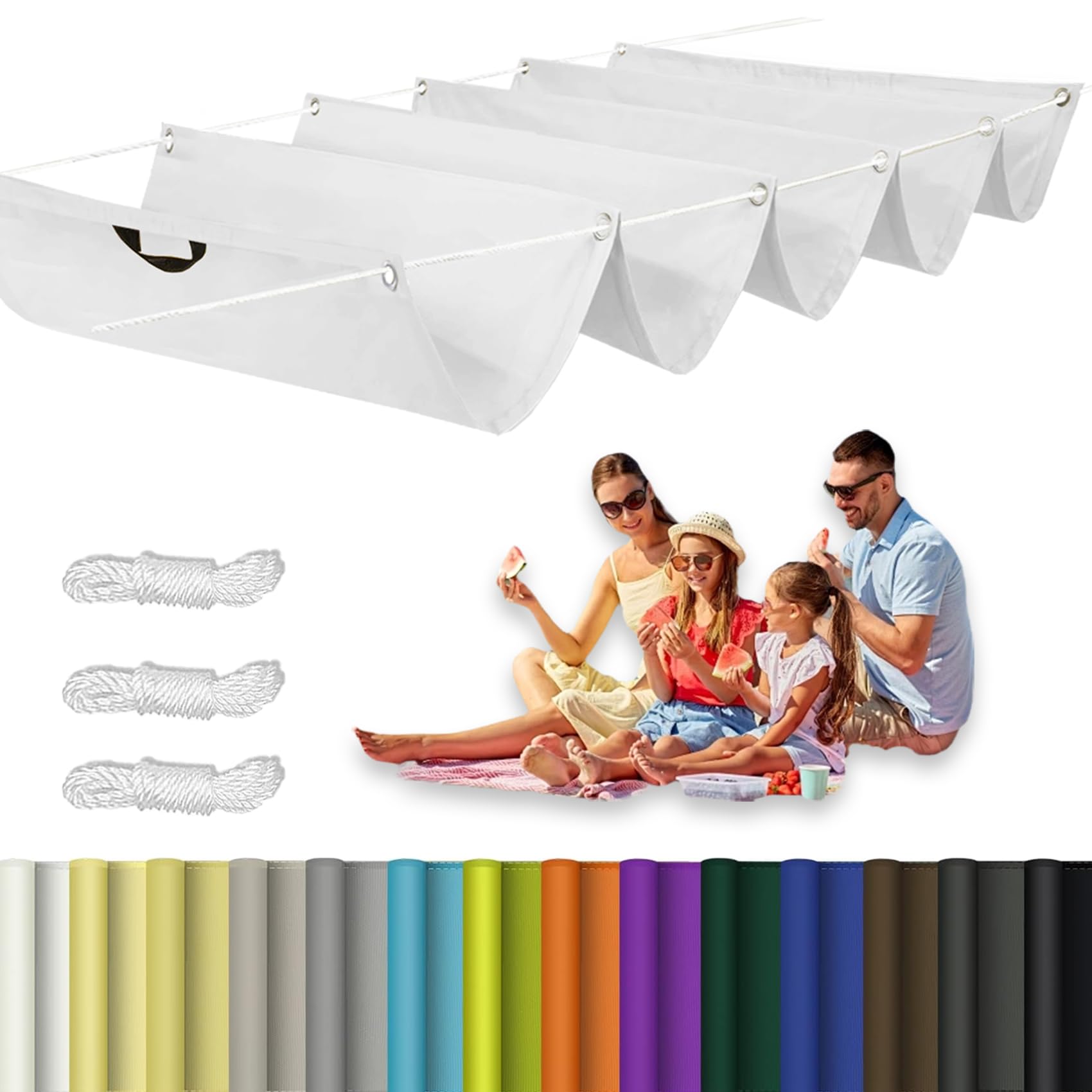 Voile d'ombrage carrée 1.1x3.5m blanc protégeant de la pluie et des UV pour terrasse