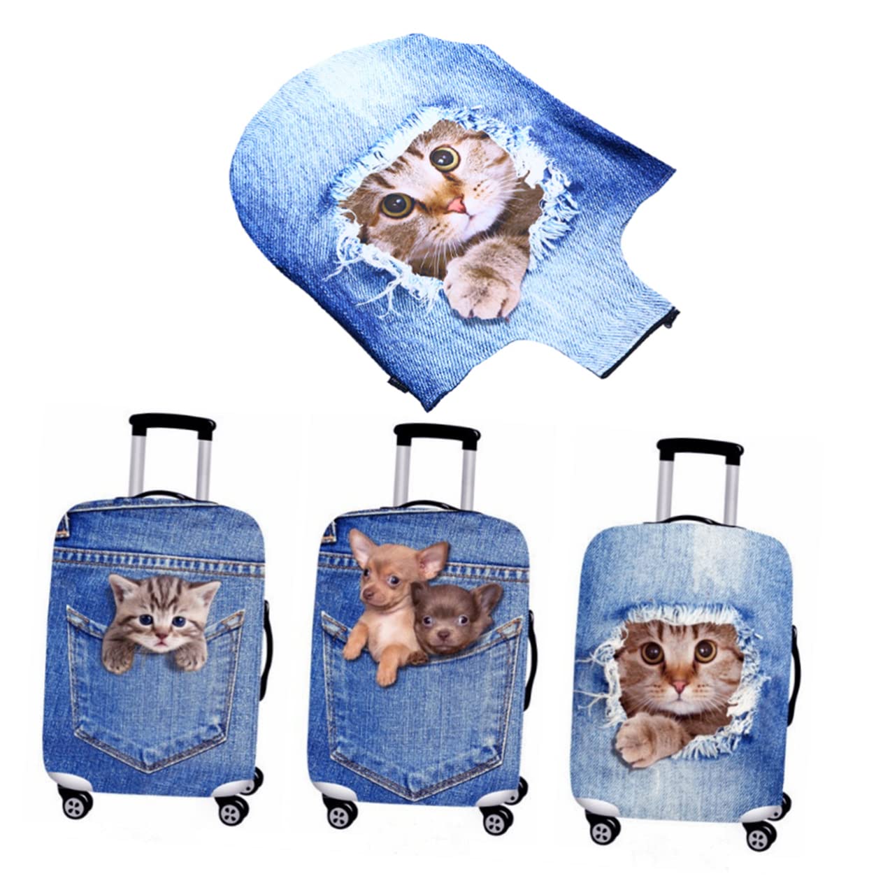 SOIMISS 2stücke Gedruckte Gepäckabdeckung Mit Katzendesign Elastische Reisekofferhülle Für Optimalen Schutz Und Individuelle Gestaltung Waschbar Und Installieren