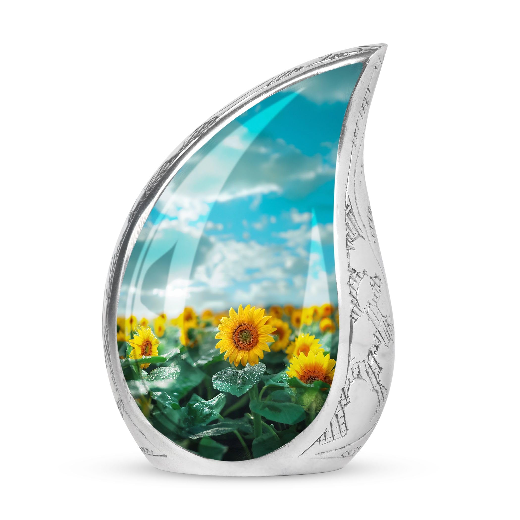 YASUBJAG Sunflowers Urns for Human Ashes Adult Male & Female, Large Cremation Urn for Human Ashes Women, Funeral Decorative Ashes 10Inch