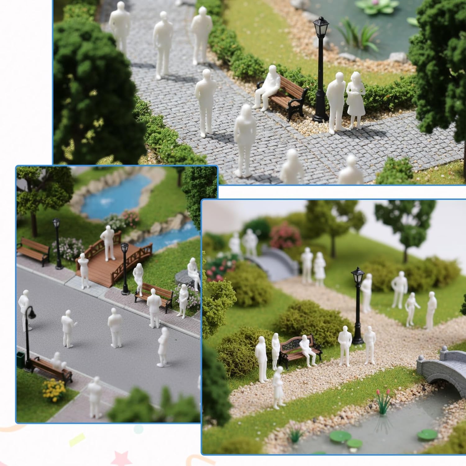 NHCDFA 100PCS Miniature Human Figures, 1:100 Scale White Model People, for Model Railroad Layouts and Architectural Dioramas, Unpainted Miniature People for Creative Hobby Projects and Scale Modeling 4