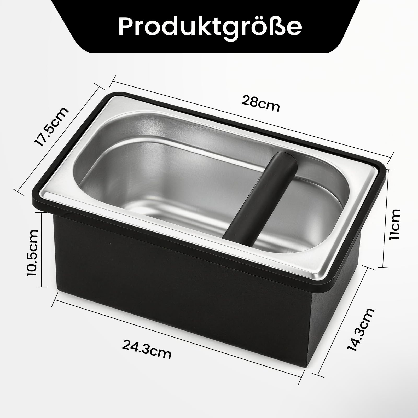 Caja para Posos Café de Café de Acero Inoxidable, Contenedor de Gran Capacidad con Amortiguadores de Goma y Juntas de Silicona, Duradero y Fácil de Limpiar — view 3