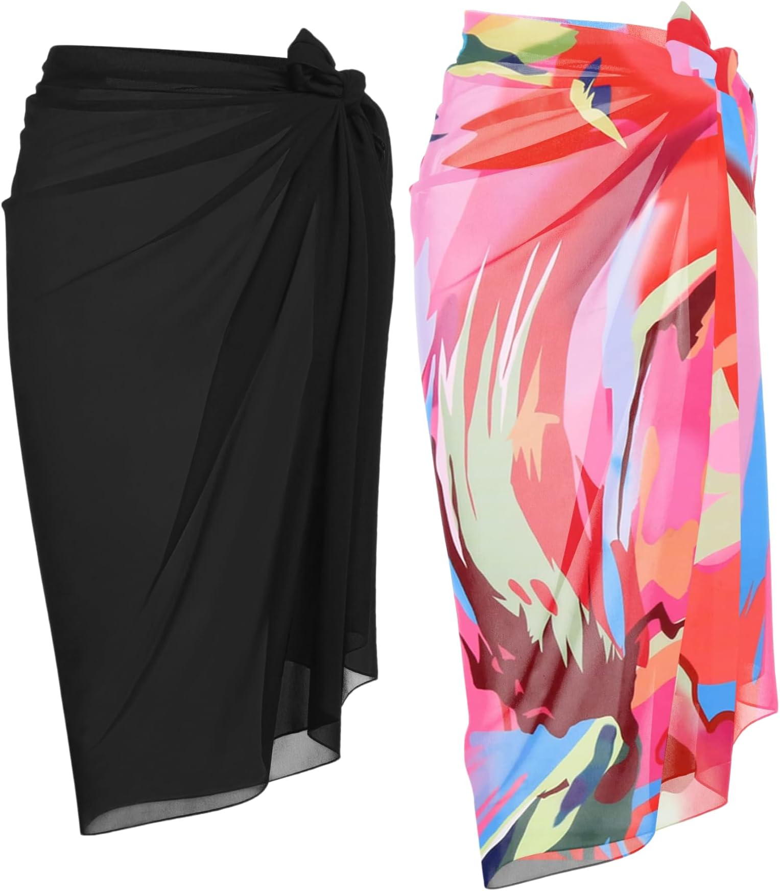 Women Sarong Swimsuit Coverups Chiffon Long Bikini Wraps Sheer Beach Bathing Suit Cover Up