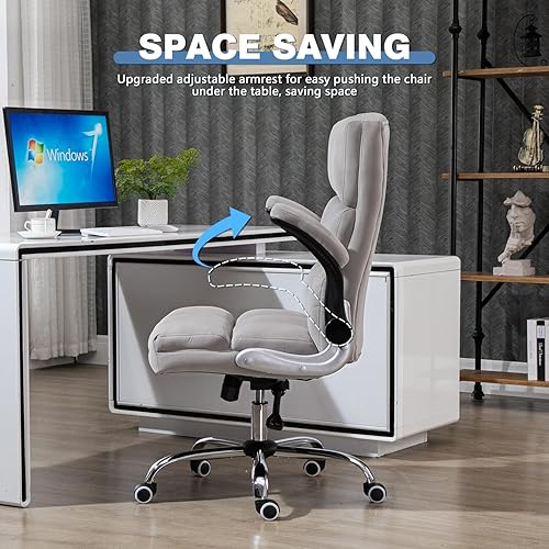 Miniatura 6 de ECOTOUGE Silla de oficina ejecutiva, silla de escritorio cómoda con respaldo alto, silla ergonómica de terciopelo para computadora con ángulo de