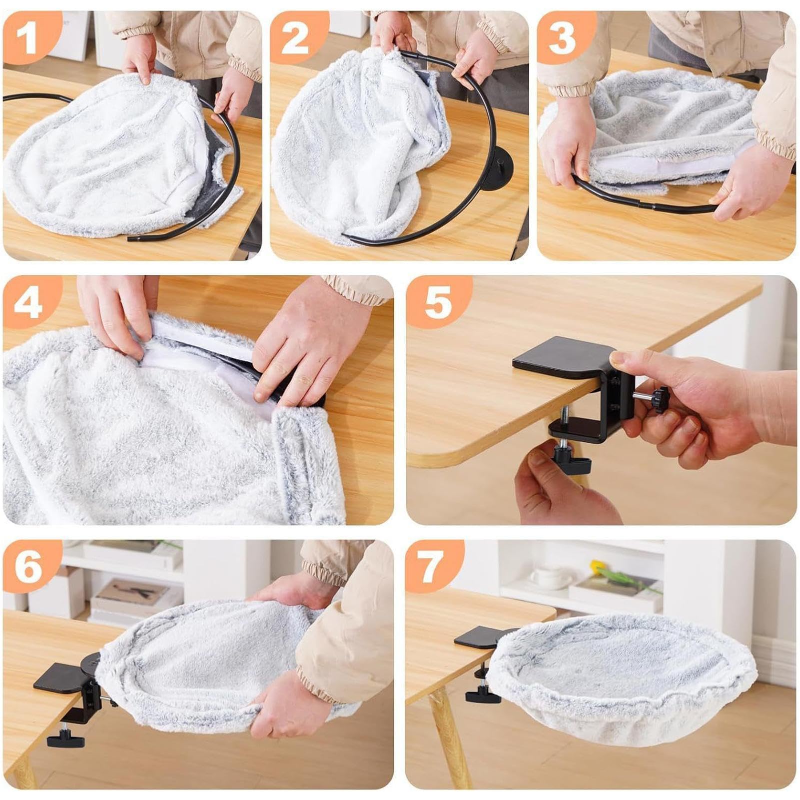 pour Chat sur Bureau | Hamac Chaud pour Chaton Capacité 23 kg | Tournant 180° pour Bureau et Chat | Adapté au Balcon Bibliothèque Chambre Intérieur Appui de Fenêtre Espace de