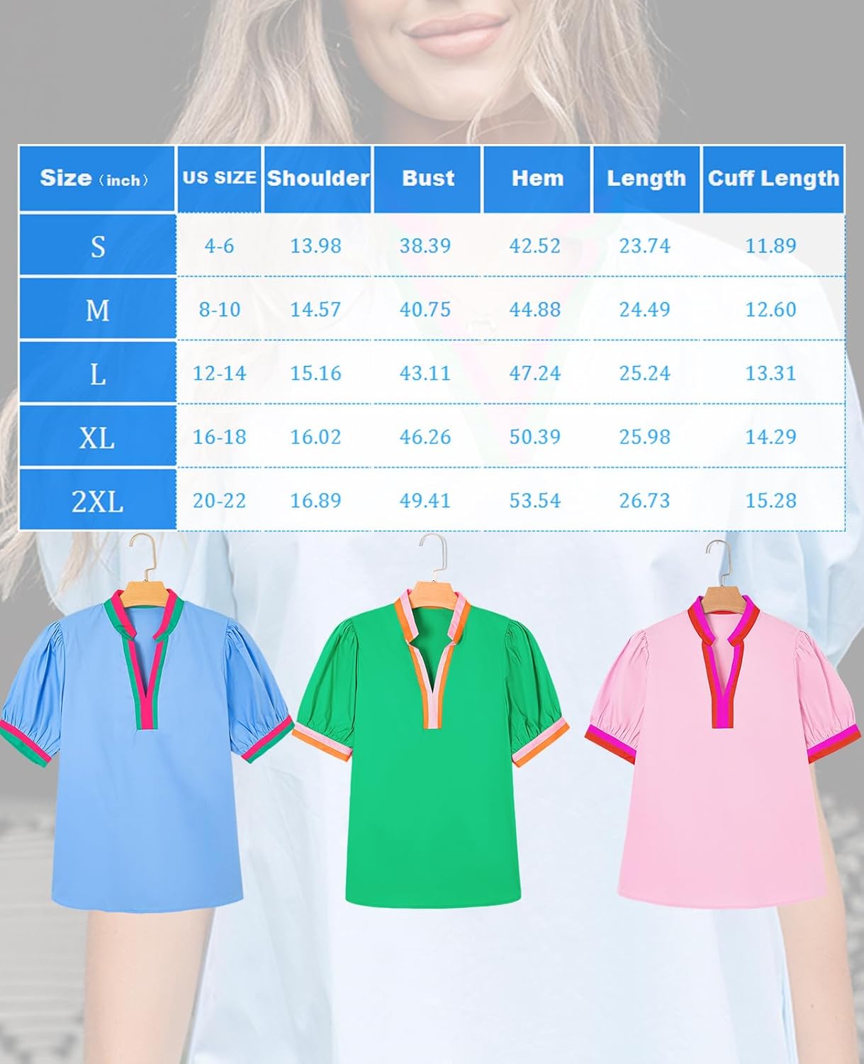 whoinshop Womens Striped Tops 2025 Short Puff Sleeve Shirt V Neck Cute Casual Loose Blouse - Image 5