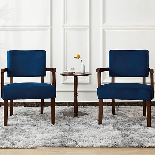 Miniatura 195 de Juego de 2 sillas decorativas con mesa, sillas de sala de estar con asiento suave y reposabrazos para sala de estar, dormitorio, sala de lectura,