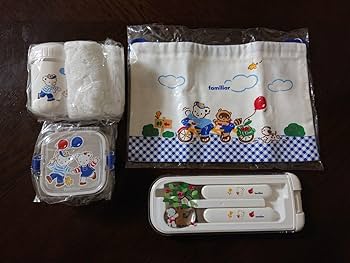 【美品】 familiar ファミリア　お弁当箱　コップ　巾着　箸ケースセット チェック！ファミリアのランチグッズ｜ファミリア伊勢丹新宿店
