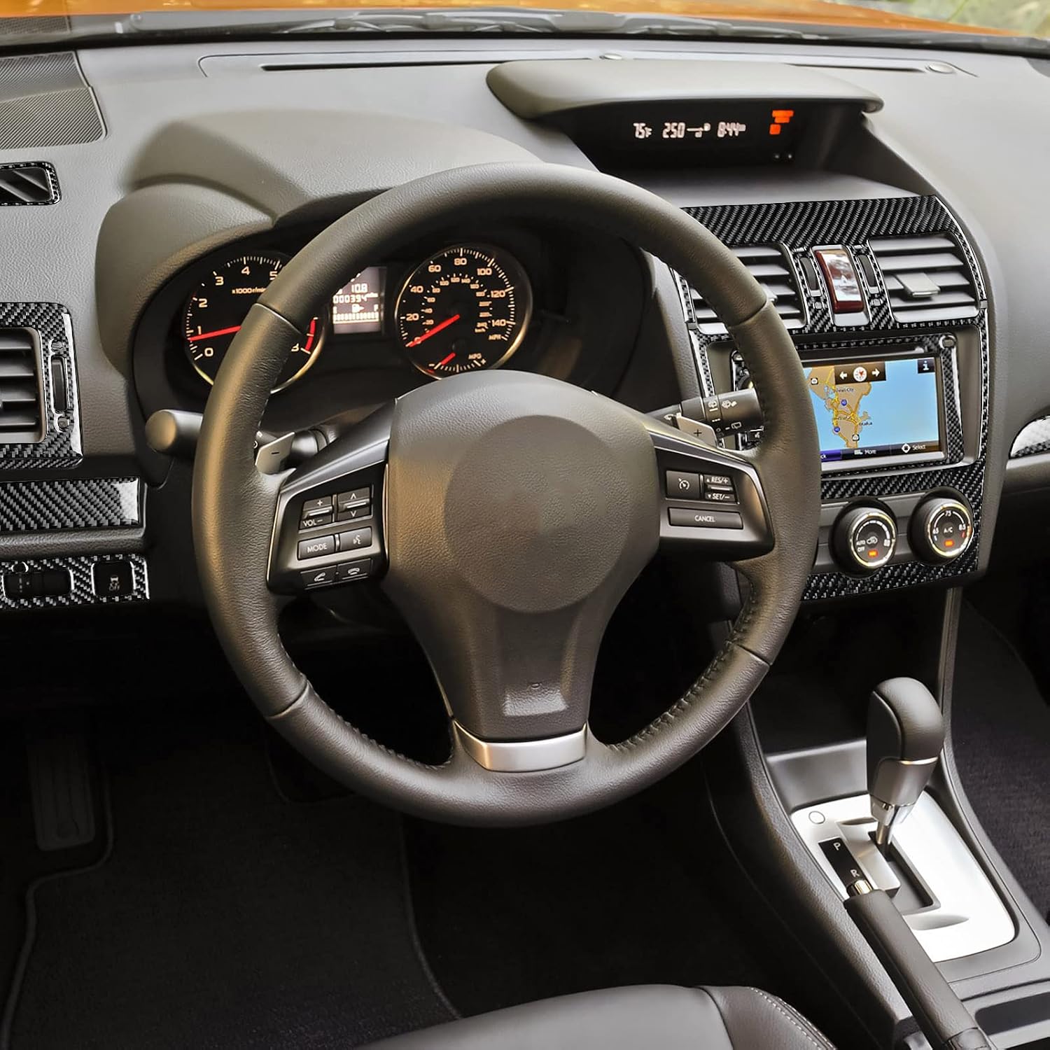 Real Carbon Fiber Auto Interior Accessories Sticker Compatible with Subaru Impreza 2012-2014/Subaru XV Crosstrek 2013 2014 Car Center Console Dashboard Decoration Decal kit 13pcs Black