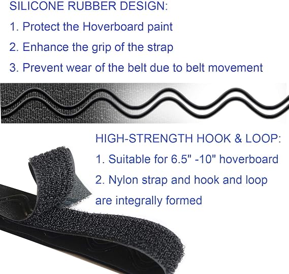 Adjustable Hoverboard Seat Attachment Straps .Replacement Extra Straps | 4 Pack Black for Kart Accessories . Hoverboard kart replacement straps with Wavy Gel