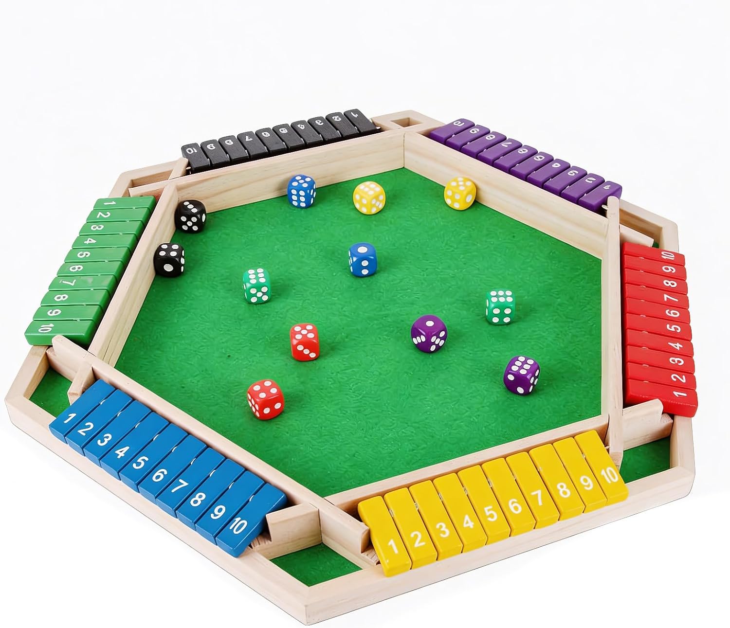 Wooden Shut The Box Dice Game Set for 2–6 Players,Portable Close The Box Board Game, Classic Math Number Game, Tabletop Games for Home,Classroom, Party Gift