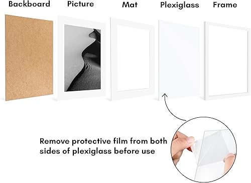 Vista 532 de Americanflat Portarretratos de 8 x 12 pulgadas con plexiglás pulido, juego de 2 portarretratos de 6 x 8 pulgadas con paspartú o para fotos de 8 x 12