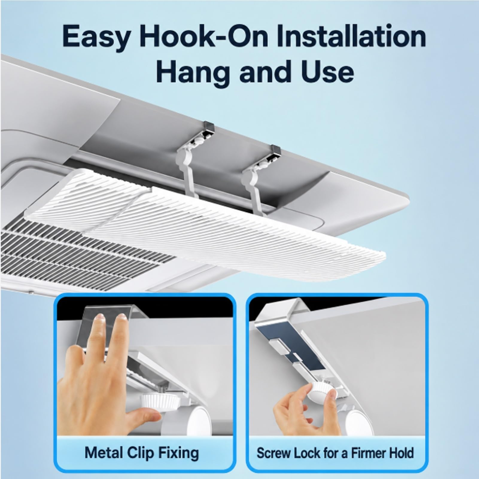 Deflettore per climatizzatore, Deflettore AC a cassetta da soffitto, 50-73 cm, doppia griglia, 4 assi, senza foratura | 4pcs Telescopic Double-layer Grille