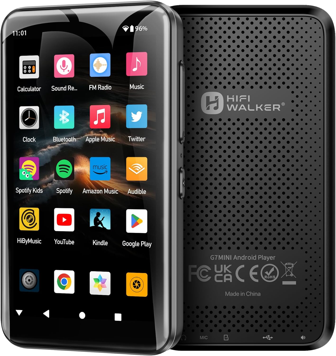 HIFI WALKER 80GB MP3 Player with Bluetooth and WiFi — 4" Touchscreen Music Player, Supports Spotify, Multiple Music Apps & Formats, Android 13