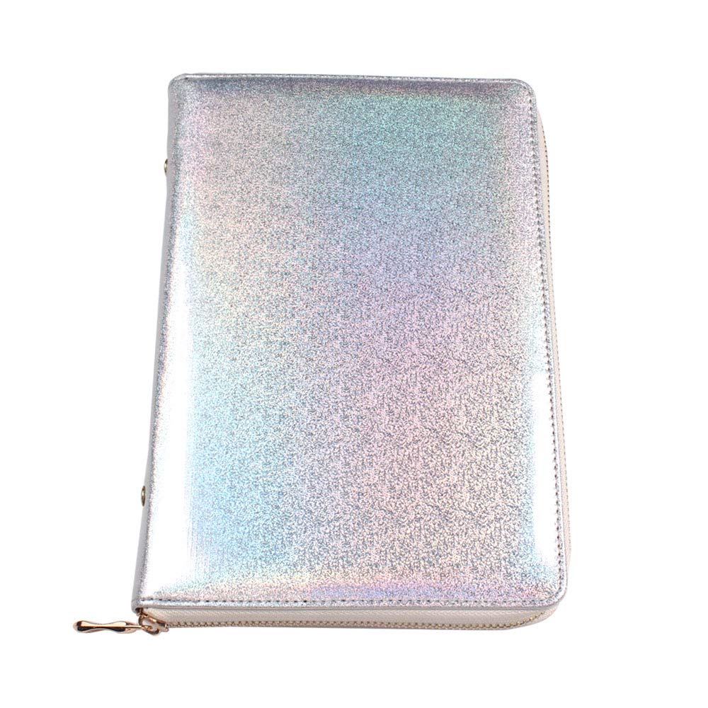 Holografische Nagelplatten-Halterung, 72 Fächer, Stempelvorlagen, Organizer, Einzelhandels- und quadratische und runde Druckformen, Sammlung, Maniküre-Werkzeug-Zubehör (Silber)