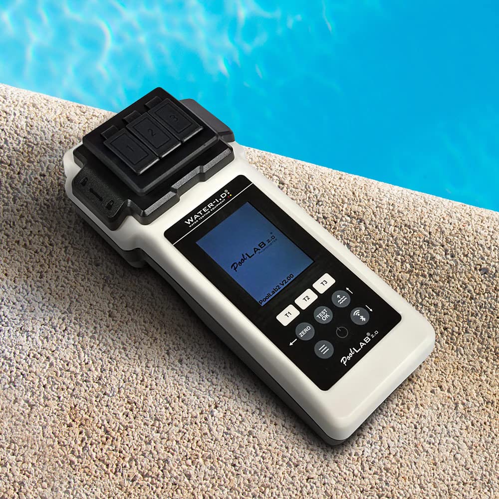 PoolLAB 2.0 Photometer 24 in 1 Pooltester - 3 Messungen gleichzeitig - Wasseranalysegerät - Pool Whirlpool - IP68 - Bluetooth - inkl. 70 Testtabletten