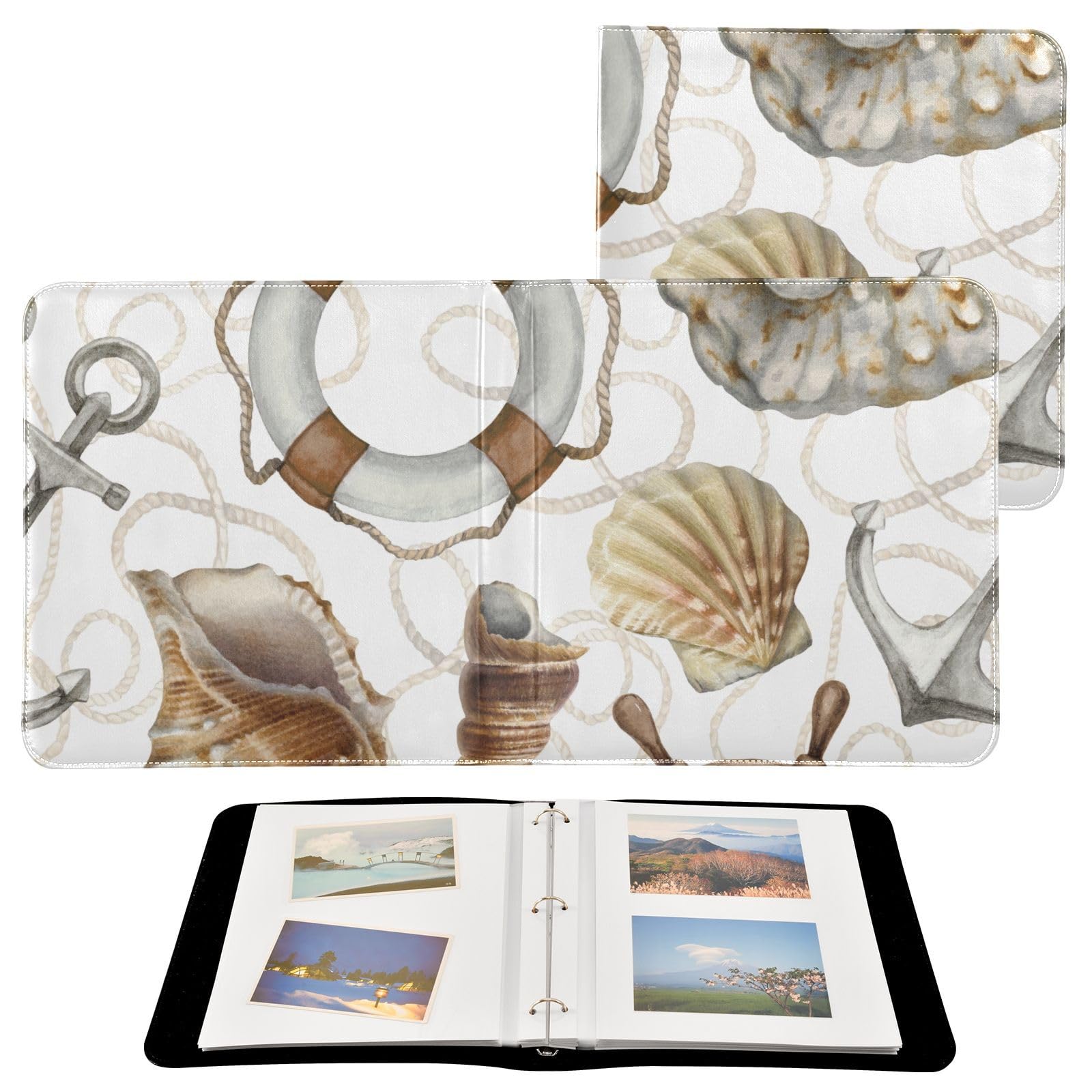 Photo Album 4x6, 5x7,6x8,Artificial Leather Photo Albums with 20 Detachable Sheets Conch Pattern for Family Wedding,Multi 10