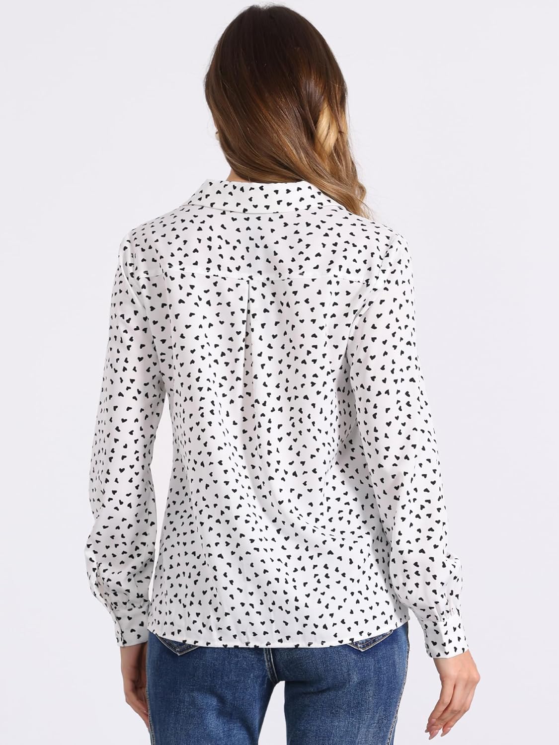 Allegra K Women's Valentine Top 1950s Vintage Long Sleeve Printed Button Down Tops - Image 4