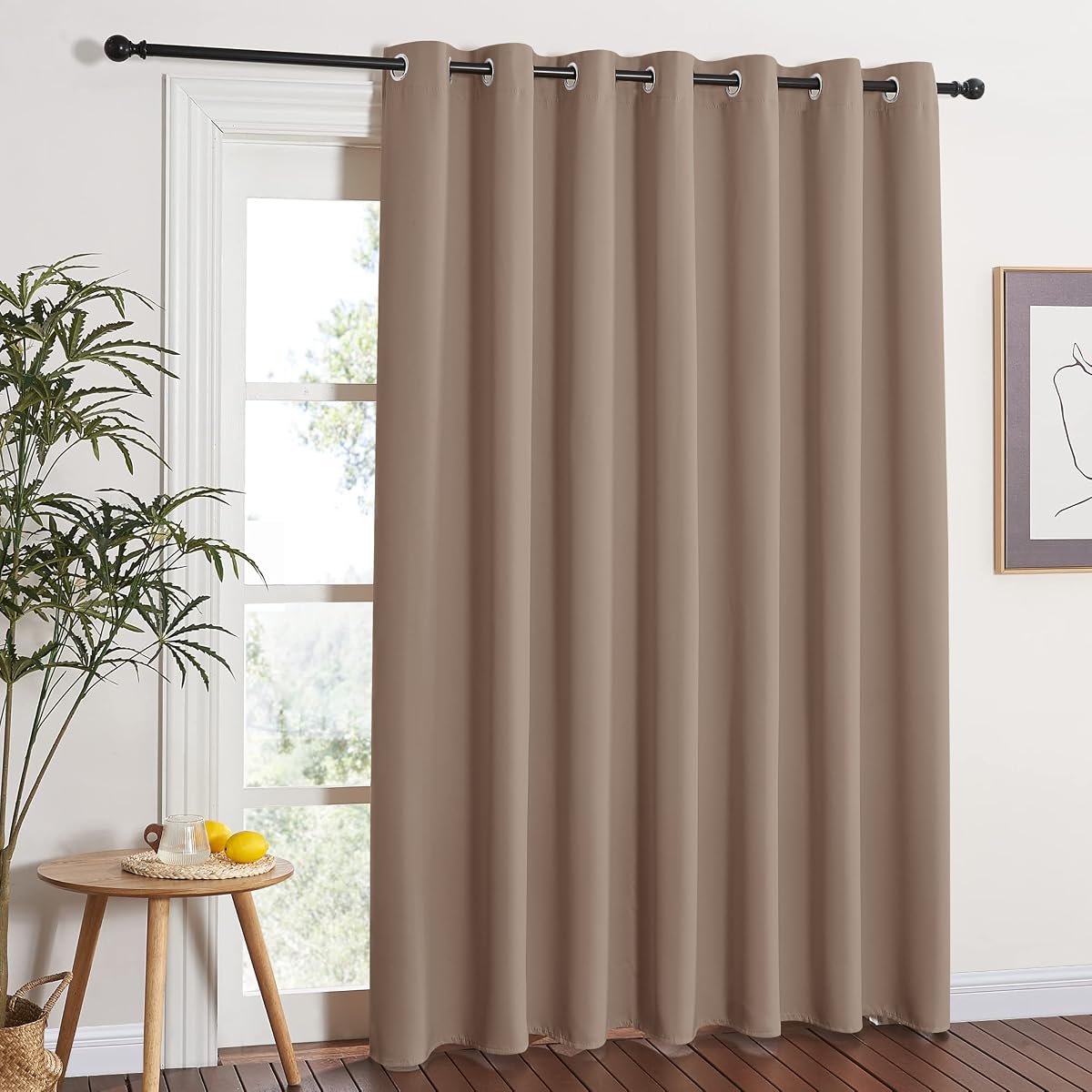 NICETOWN Persianas opacas para puerta de patio – Cortinas opacas aisladas para puerta corredera, cortina extra ancha para villa/pasillo/salón (100 pulgadas de ancho x 84 pulgadas de largo, capuchino)