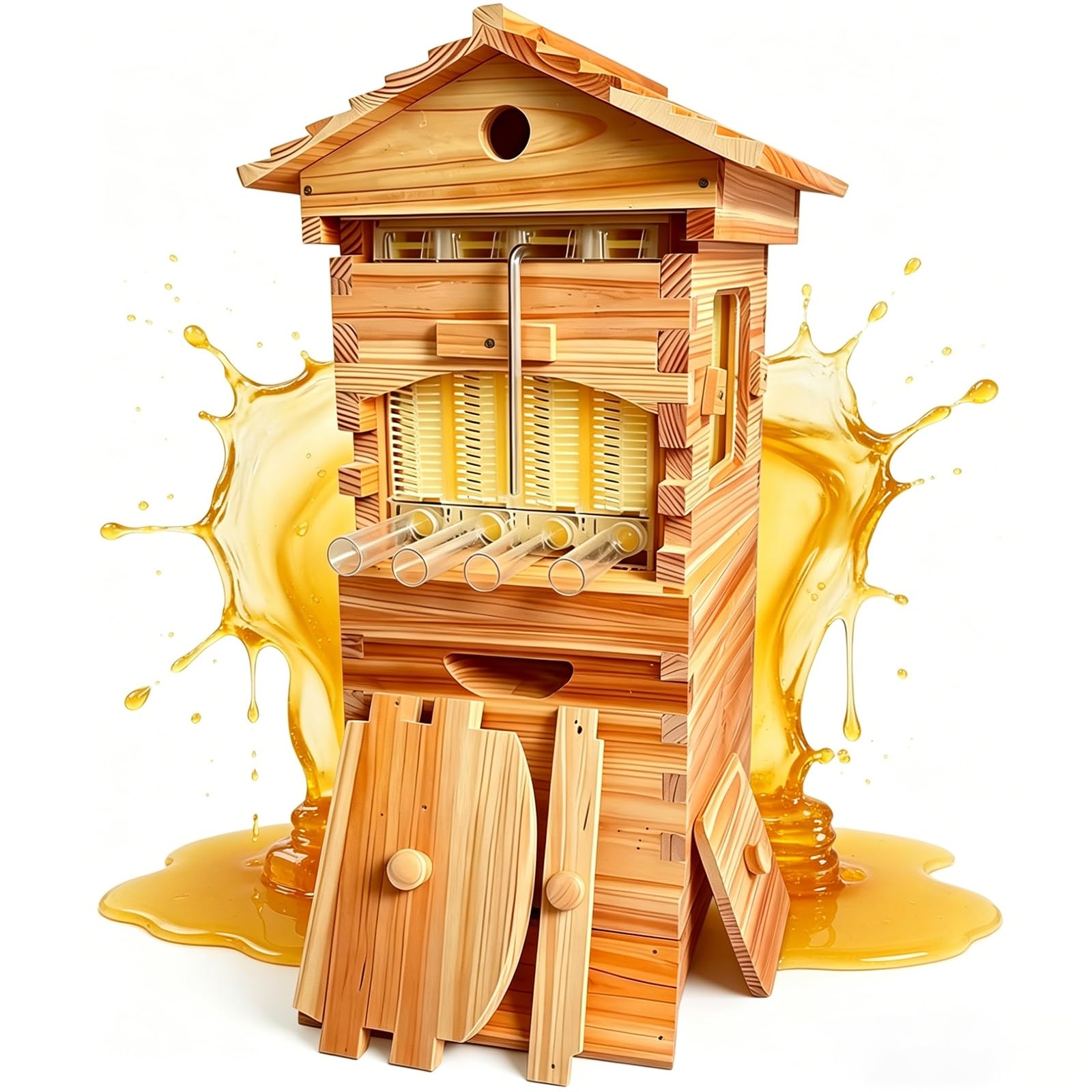 Beehive Kit De Ruche Automatique,Ruche Complète Avec Fenêtre D'observation Et Sortie De Miel Facile À Ouvrir, Idéale Pour Récolter Le Miel De Votre Jardin.
