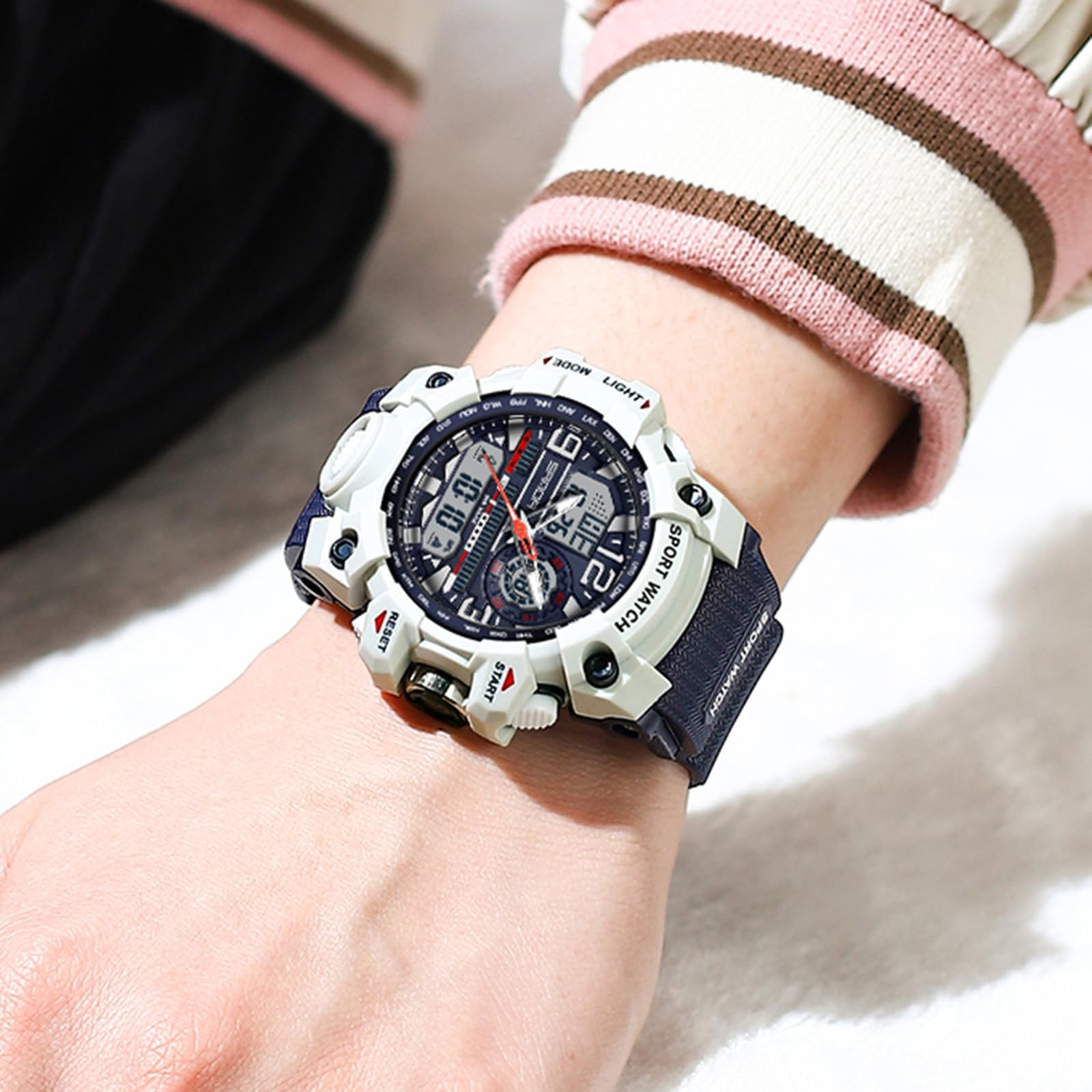 Reloj de pulsera digital para mujer con despertador, calendario, reloj digital LED, para niñas y niños, resistente al agua, 50 m, cronómetro, 12/24 horas, reloj digital y analógico
