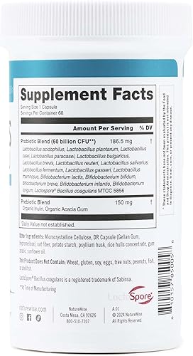 Miniatura 12 de NatureWise Probióticos 60 mil millones de UFC, 17 cepas + prebióticos orgánicos, apoyo para la salud inmunológica, digestiva e intestinal para