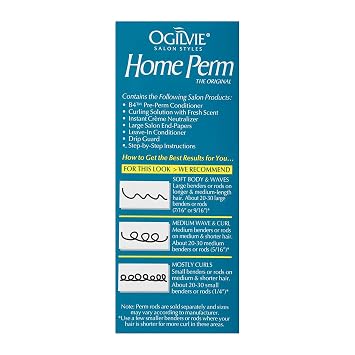Ogilvie Salon Styles Home Perm The Original with Extra Body for Men & Women - For Color Treated, Normal Hair - Lasting Smooth Curls & Waves Before & After Conditioners with Drip Guard - 4 Pc