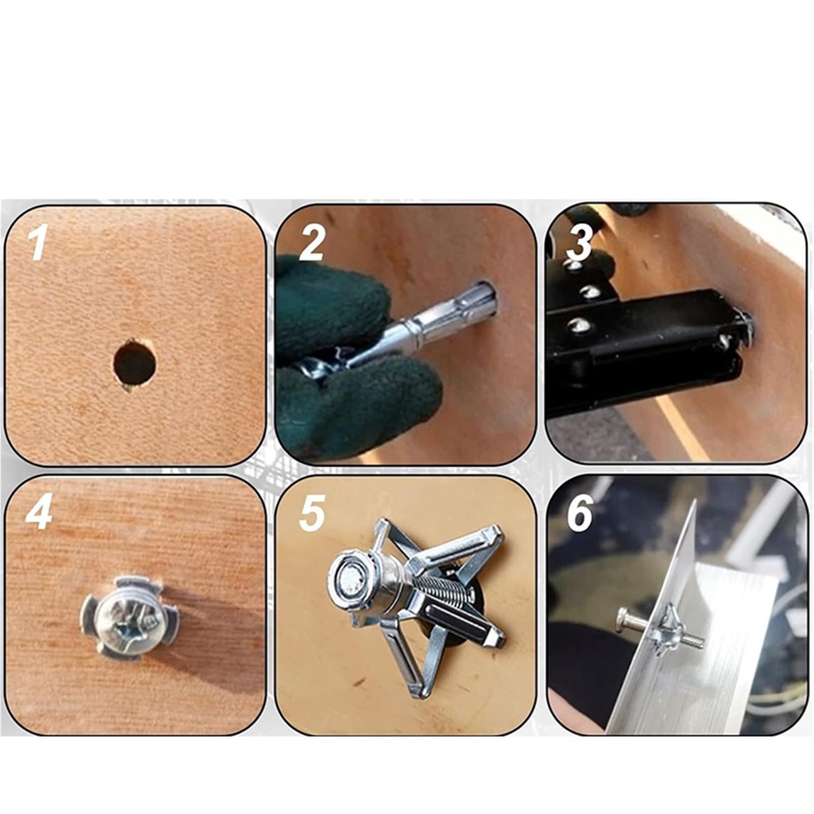 Tacos de expansión Tuercas de pétalo, tuercas expansión, remaches acero al carbono con forma, M4, M5, M6 y M8(Combination(48pcs))