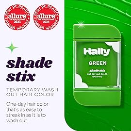 Hally Hair Temporary Hair Color, Shade Stix (Green) - Hair Makeup Accessories for Kids, Teens & Adults - 12 ml Washable Hair Chalk & Dye for Festivals, Sporting Events & Parties