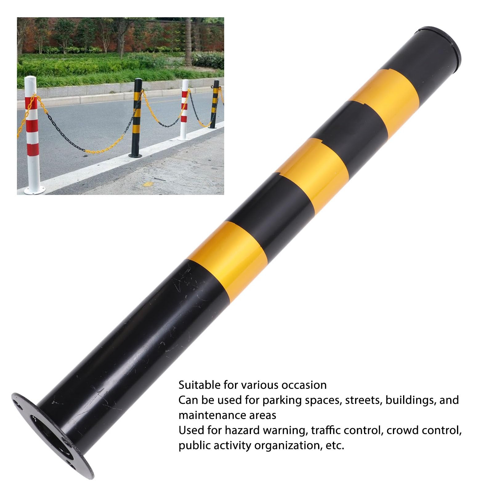 Bolardos de seguridad de 75 cm Poste de barrera de estacionamiento de acero laminado en frío Tubo de barrera de estacionamiento con color de advertencia brillante para señalización de peligro Contro
