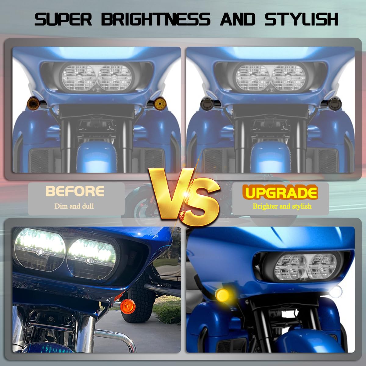 FACAILAHA Smoked Switchback Front LED Turn Signals Light Motorcycle Running Light for Harley Touring Road Glide Police 2004-2024