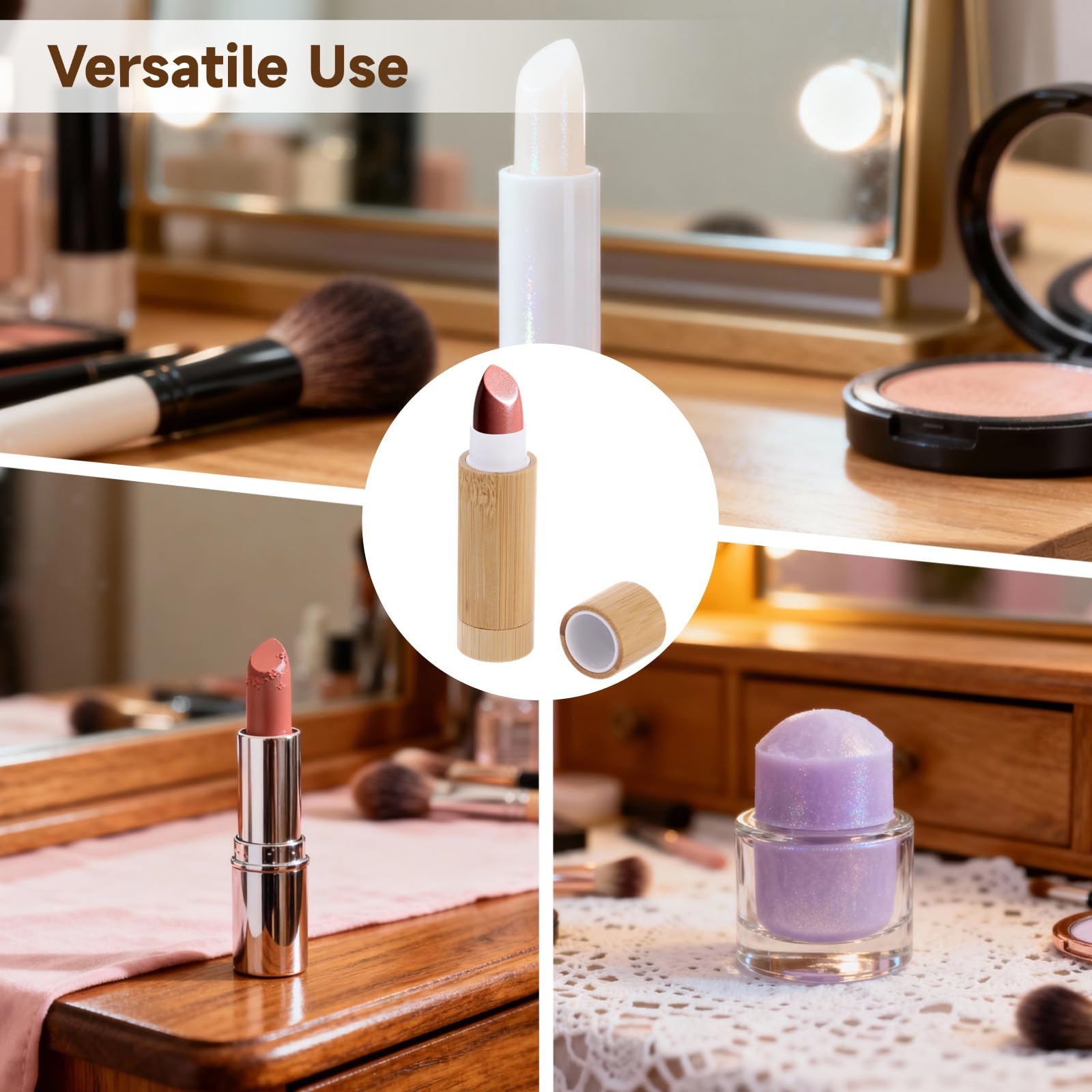 24 Stück DIY Holz Lippenbalsam Tuben Leere 5g Lippenbalsam Behälter Naturholz Lippenstift Tuben mit drehbarem Innenkern für Lippenstift Deodorant Festes Parfüm 7,6 x 2,3 cm