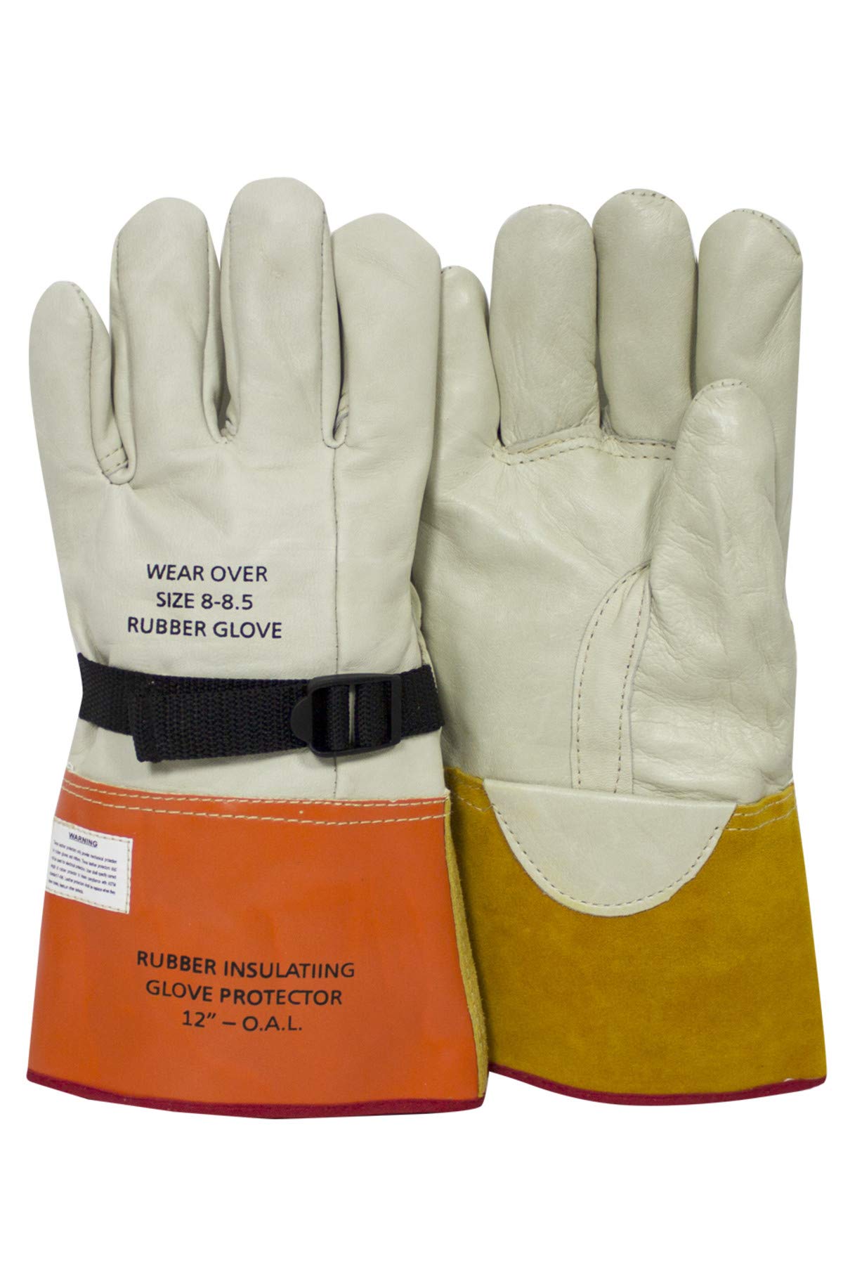 National Safety Apparel DWH12L8 skórzane ochraniacze z paskiem zaciskowym, 30 cm, rozmiar 8 rękawiczek, białe