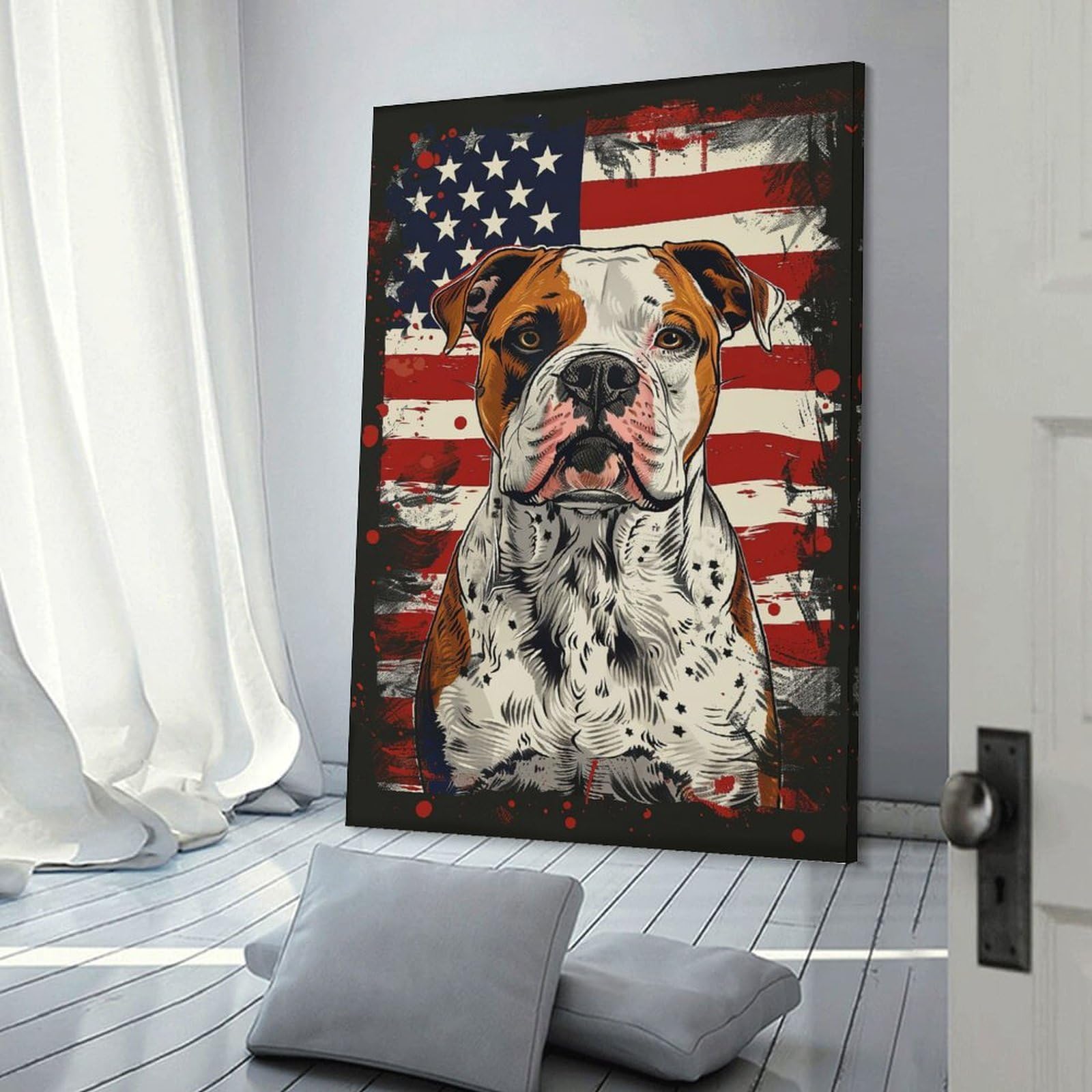 Junmoney American Bulldog America Decorative Canvas Print, 08x12inch(20x30cm), for Hallway, Bedroom Or Modern Interiors, Gift Idea for Housewarming And Birthdays
