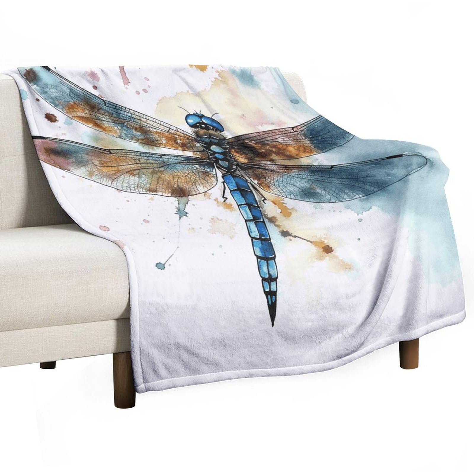 Plaid en flanelle libellule ultra doux et chaud pour lit et voyage