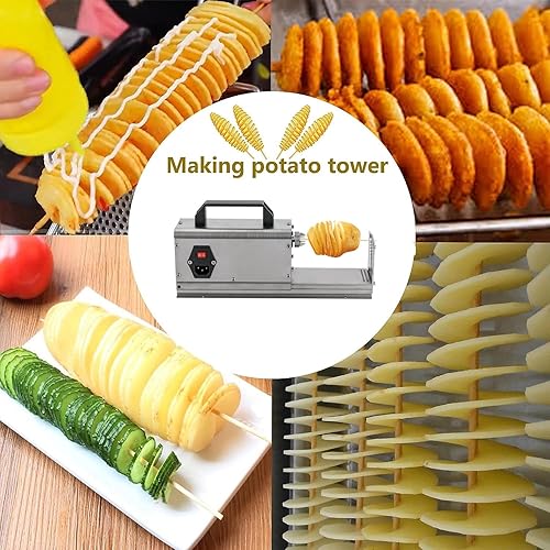 Miniatura 3 de Cortador de patatas comerciales eléctrico Tornado Patatas Cortador en espiral Máquina de papas fritas de acero inoxidable para uso comercial