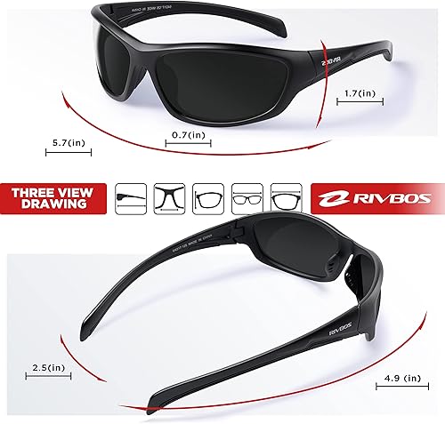 Miniatura 5 de RIVBOS Gafas de sol polarizadas con protección UV400 para hombres y mujeres, pesca, ciclismo y actividades al aire libre RB832