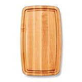 CB Series Rectangular Wooden Maple Cutting Board 18”x10&period;5” – 1&period;5” Thick&comma; 8-lb Reversible Butcher Block with Rounded Edges&comma; Juice Groove&comma; Edge-Grain & Finger Grips – Made in the USA