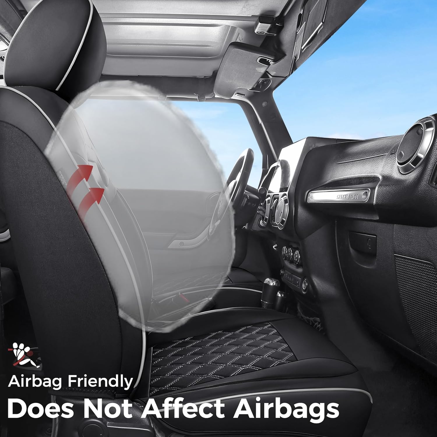 Huidasource Fit for Truck Seat Covers Chevy Silverado/GMC Sierra, Chevrolet Seat Covers, 1500 2007-2013&2019-2026, 2500HD 3500HD 2020-2026 Crew Double Extended Cab Nappa Leather Cover (Full Set/White)