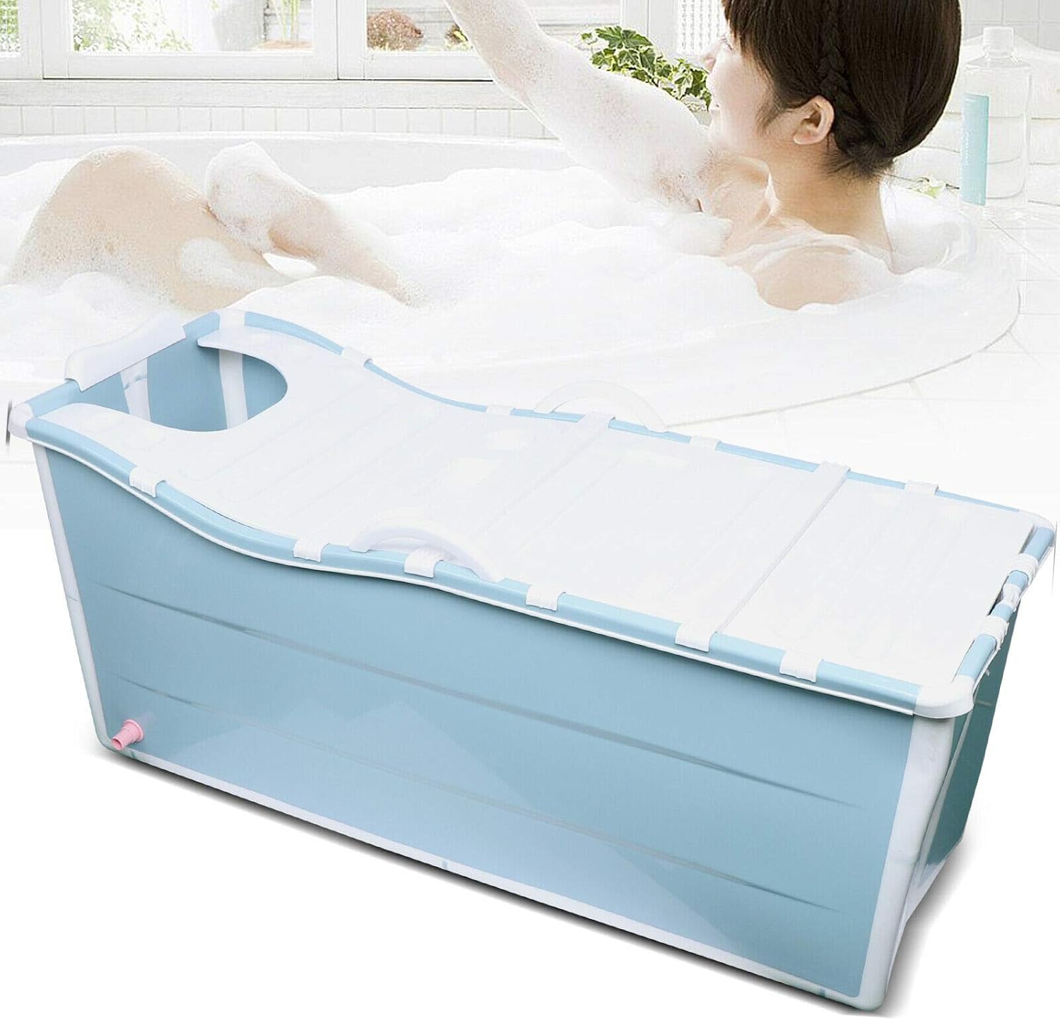 Foldable Bath Tub for Adult Wide Bathtub, SPA Freestanding