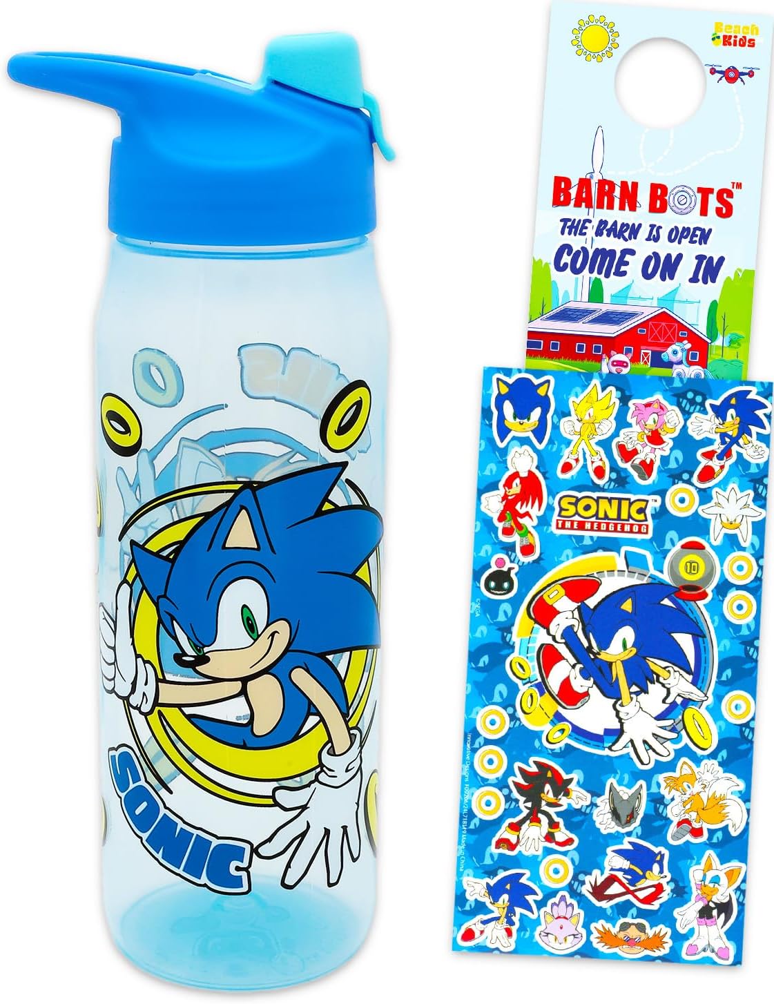 Sonic The Hedgehog Water Bottle Bundle – Video Game School Supplies Set with 20 Oz Drinking Cup, Stickers, More | Sonic Water Bottle for Kids, Boys, Girls