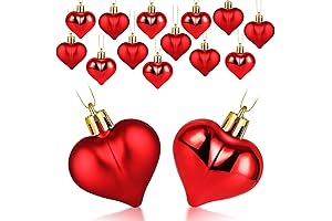 15-Piece Red Heart Ornaments