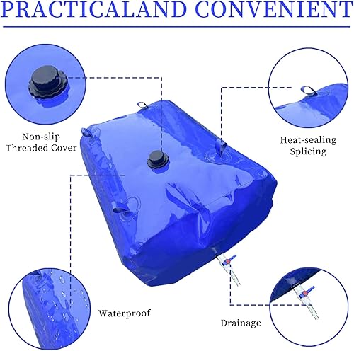 Miniatura 3 de Vejiga de almacenamiento de agua, tanque de almacenamiento de agua plegable de gran capacidad de 100L26.4 galones, contenedores de almacenamiento de