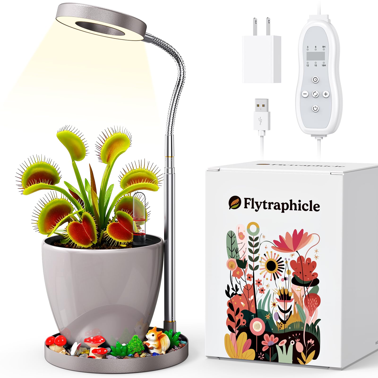 Venus Fly Trap Live Plant,Venus Fly Trap Terrarium,Succulent Plants Pot, Automatic Irrigation System Keeps Potted Soil Moist Makes a Great Gift Choice for Christmas
