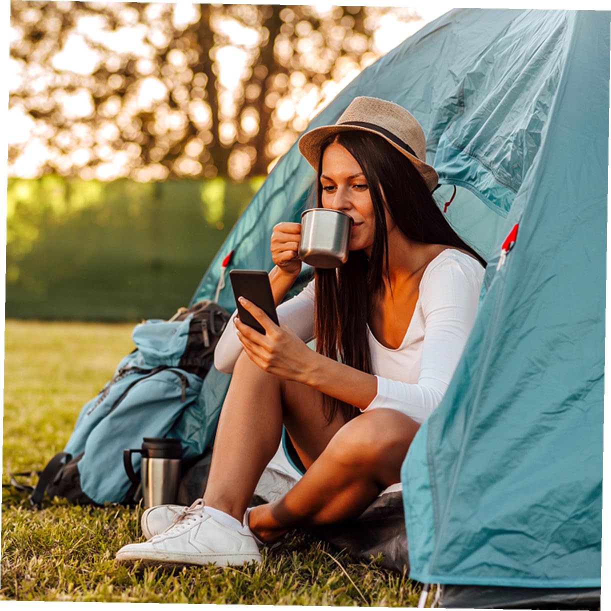 Homoyoyo Kit Cuisine Camping en INOX 8 Pièces pour 5-6 Personnes, Ustensiles de Cuisson Pliables et Légers, Batterie de Casseroles et Poêles Résistante pour Randonnée, Barbecue
