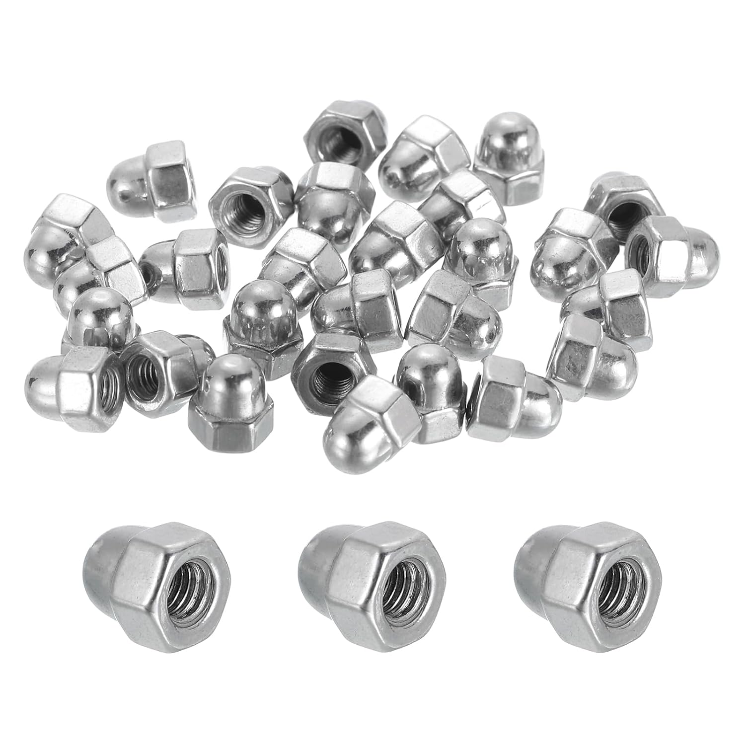 MECCANIXITY 80 Pcs M3x0.5mm Acorn Cap Nuts, 316 Stainless Steel Metric Hex Cap Dome Head Hardware Nuts, Bright Finish for Light Fixtures, Machine, DIY Projects