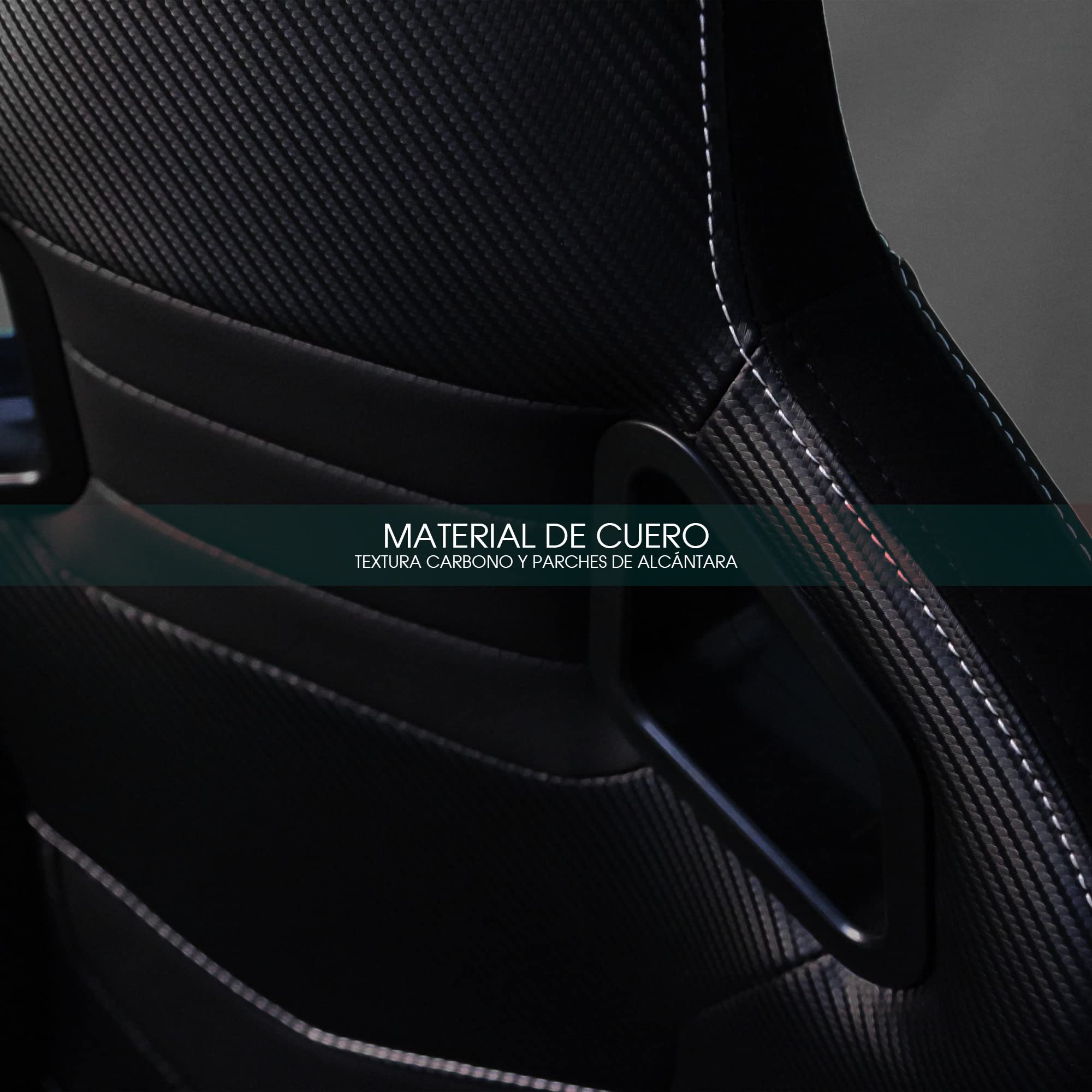 M MODAUTO Semibaquet B,E Cuero Negro/Detalles de Rombo/Alcántara y Respaldo Fibra Carbono,Semibaquet Deportivo,Adaptable para Coches,Ríeles Incluidos,para Coche y Simulador de Conducción,N725LR