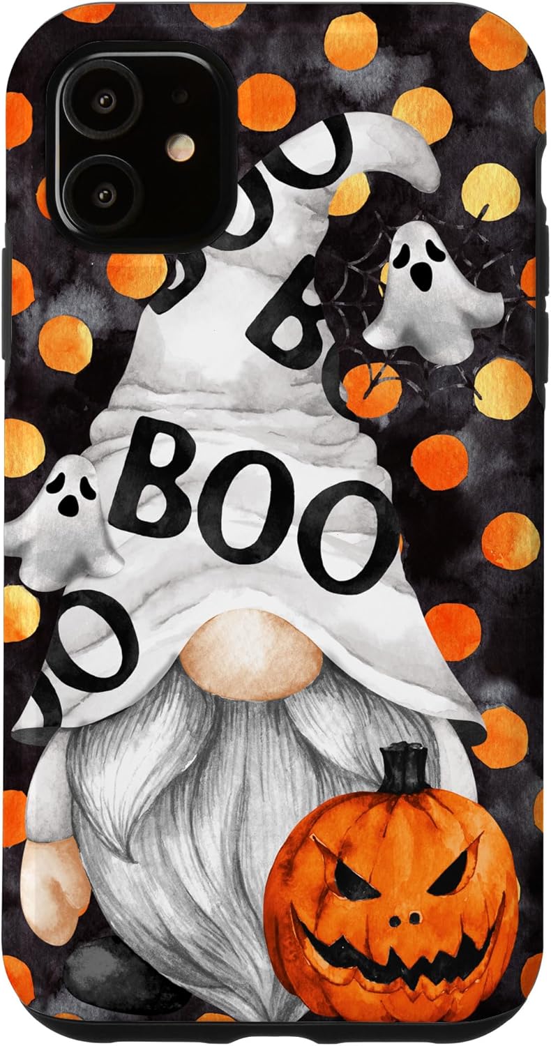 Cute Boo Gnome Ghost With Pumpkin Unique Halloween Pattern Case for iPhone XR